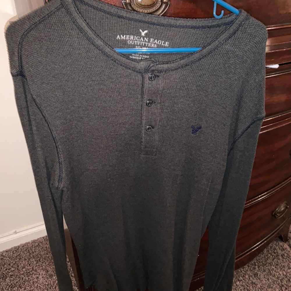 brown three button sweater